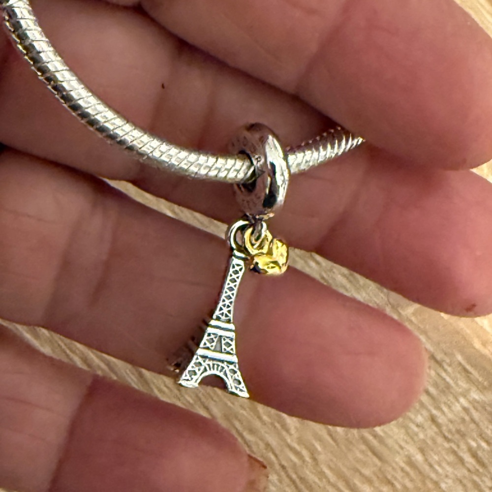 Pandora Silver Eiffel Tower Charm With Gold Accent View 4